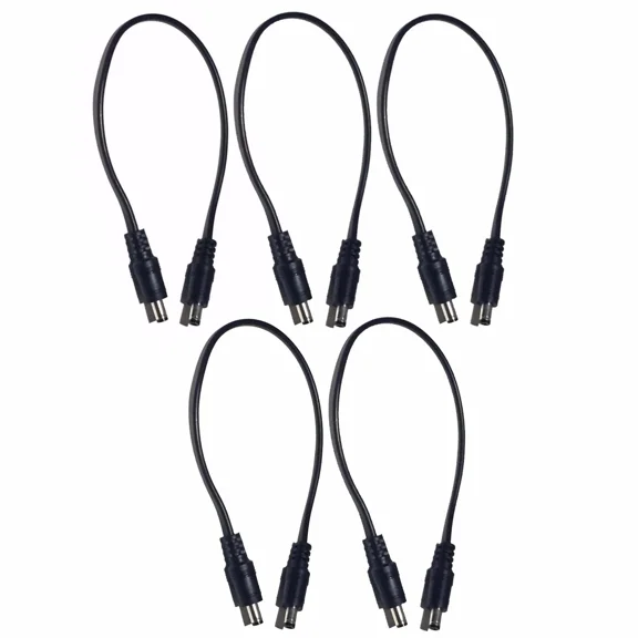 QUEST- 5 Pack 12" Dc Power Cable Male To Male 1' Foot 5.5 Mm X 2.1 Mm Barrel Dc Brick