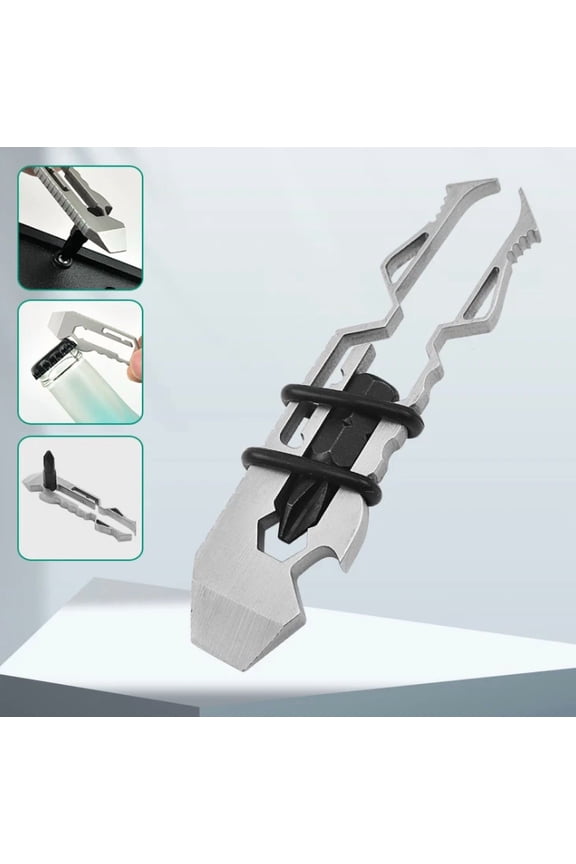 - 6 In 1 Edc Gadget Bottle Opener Keychain Wrench Stainless Steel Outdoor Spanner