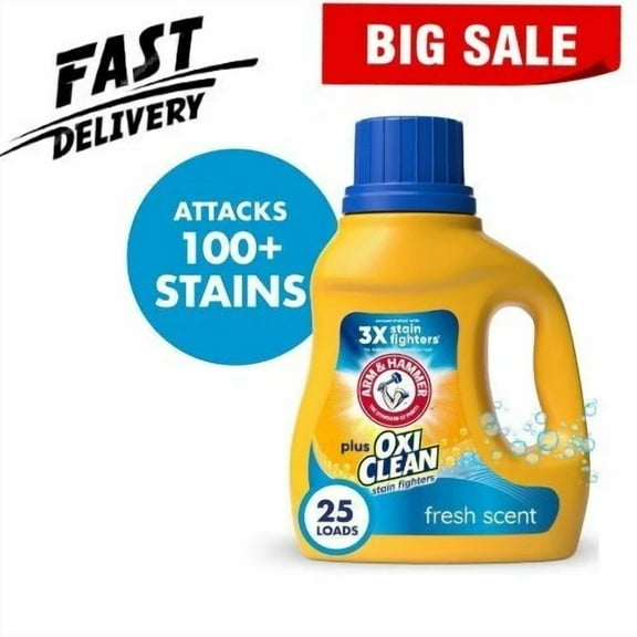 QUEST- Arm & Hammer Plus Oxiclean Stain Fighter Liquid Laundry Detergent, 32.5 Oz