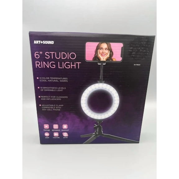 QUEST- Art+Sound 6" Inches Studio Ring Light Camera Phone Selfie. Sealed!
