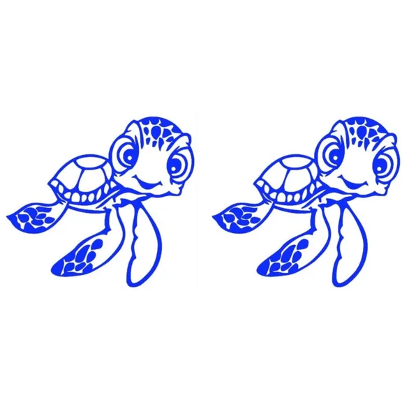 QUEST- Baby Sea Turtle Two 5" Blue Vinyl Decals Car Truck Windows Tablet Laptop Mailbox