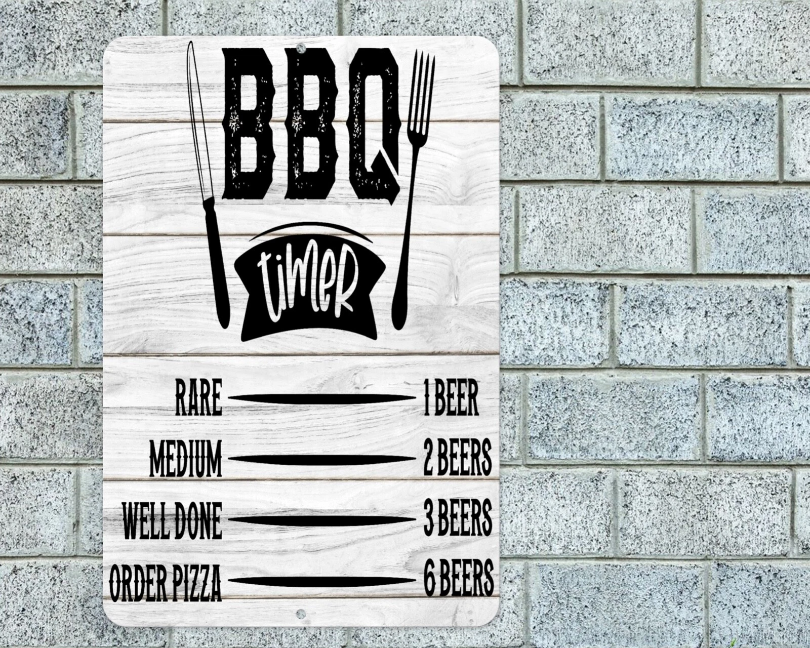 QUEST- Bbq Timer Sign Aluminum Metal 8"X12" Funny Kitchen Barbeque Decor Plaque