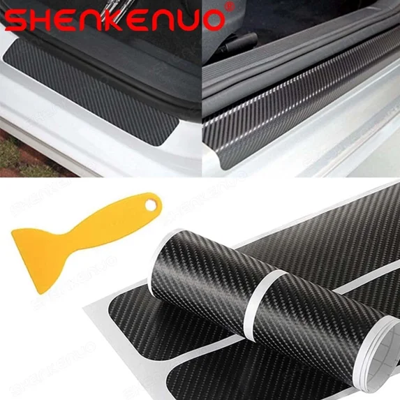 QUEST- Car Interior Stickers Accessories Door Sill Scuff Cover Carbon Fiber Vinyl Wrap