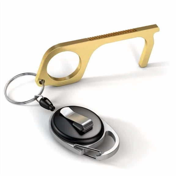 QUEST- Clean Key No Touch Door Handle Opener Button Presser Hygiene Brass Multi-Tool