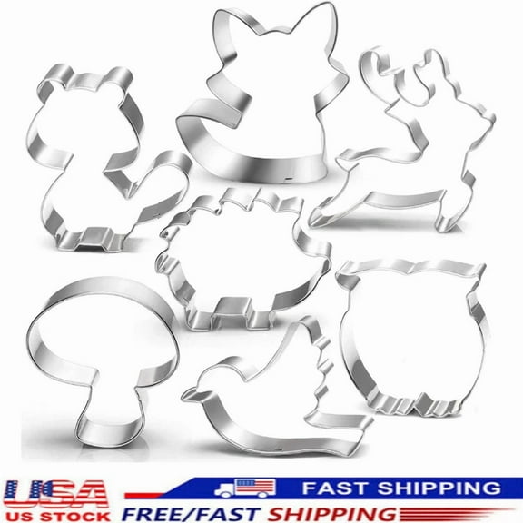 QUEST- Cookie Cutter Set  7 Shapes(Fox, Owl, Deer, Bird, Hedgehog, Squirrel, Mushroom)