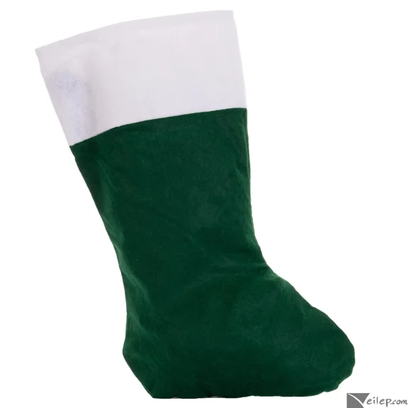QUEST- Economy Felt Classic Holiday Elf Gift Sock 17" Christmas Stocking, Green White