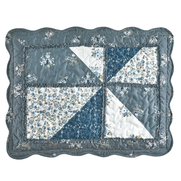 QUEST- Eloise Triangle Patchwork Scalloped Edge Pillow Sham