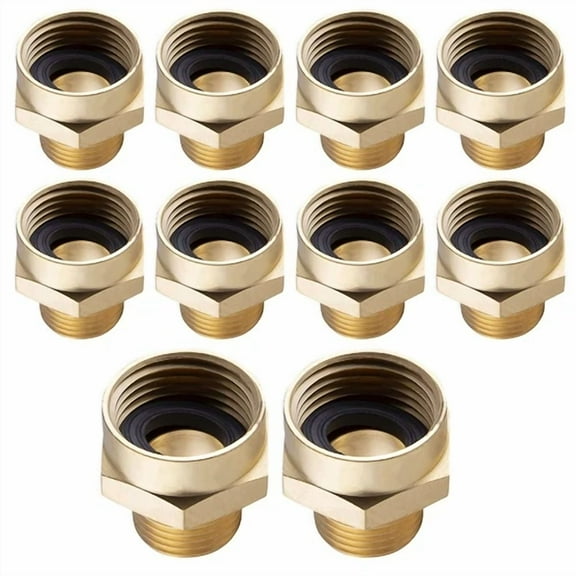 QUEST- Female Garden Hose Adapter, 3/4" Fh X 1/2" Mip (1/2" Swt) Brass 10 Pack
