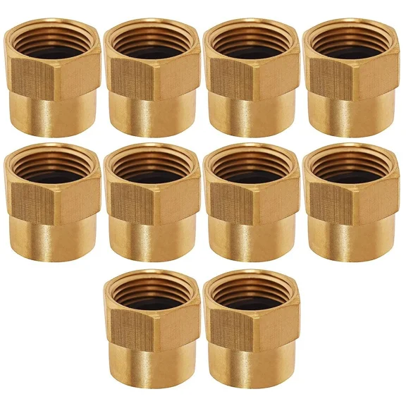 QUEST- Female Garden Hose Adapter, 3/4" Fh X 3/4" Fip Brass Lead Free 10 Pack