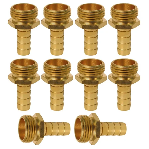 QUEST- Garden Hose Adapter, 1/2" Hb X 3/4" Hb Swivel, Brass Lead Free 10 Pack