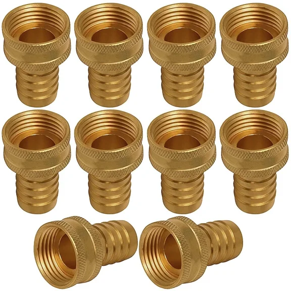 QUEST- Garden Hose Adapter, 5/8" Hb X 3/4" Fh Swivel, Brass Lead Free 10 Pack