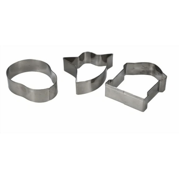 QUEST- Halloween Stainless Steel 3" Cookie Cutters ~ Pack Of 3 Skull Ghost Gravestone