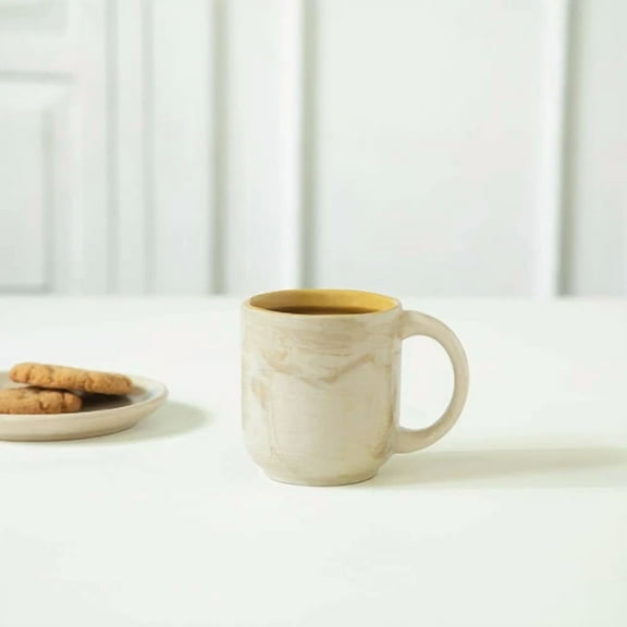 QUEST- Handcrafted 7Oz Beige Ceramic Coffee Mug