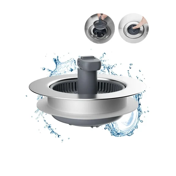 QUEST- Hibbent 3 In 1 Kitchen Sink Drain Strainer And Stopper Combo