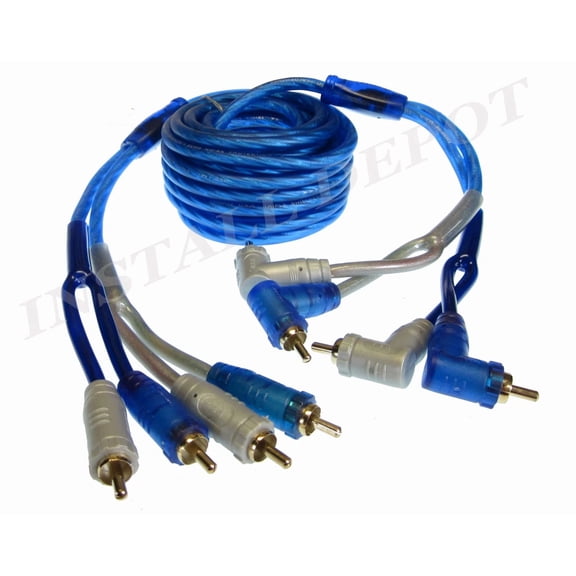 QUEST- High End 20' Ft 4 Channel Rca Cables 3X Shielded Car Amp Install Rcas
