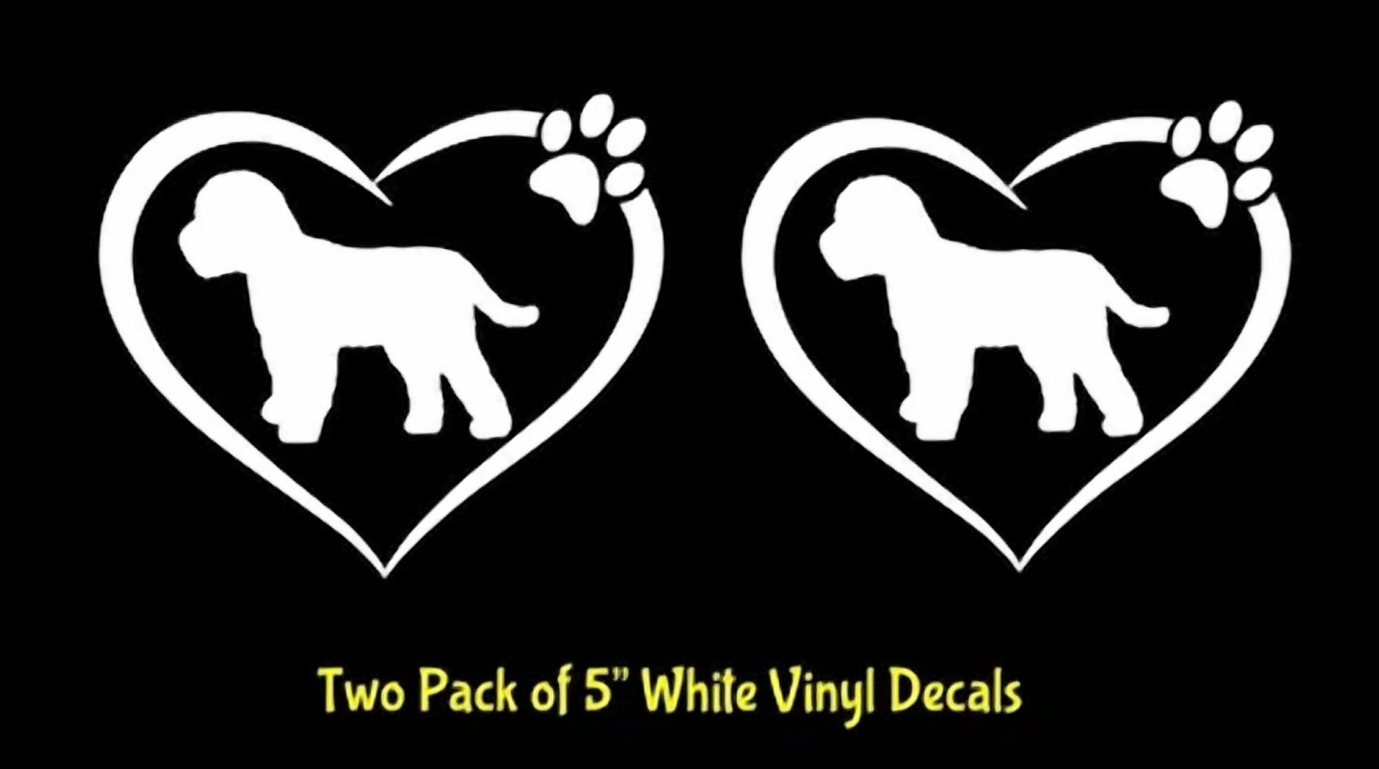QUEST- I Love My Cockapoo 2 Pack White Vinyl Decal Car Window Laptop ...