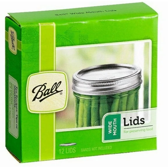 QUEST- In Hand Ball Metal Canning Lids Wide Mouth Jars 12 Lids Suretight Made In Usa