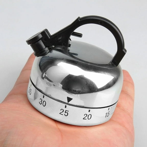 QUEST- Kitchen Teapot Shaped Cooking Timer - Manual Wind Up 60 Minutes Countdown Timer