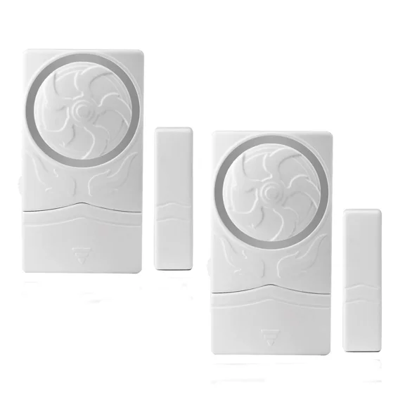 QUEST- Magnetic Door Bell Window Loud Burglar Alarm Home Shop Shed Security White 2 Set