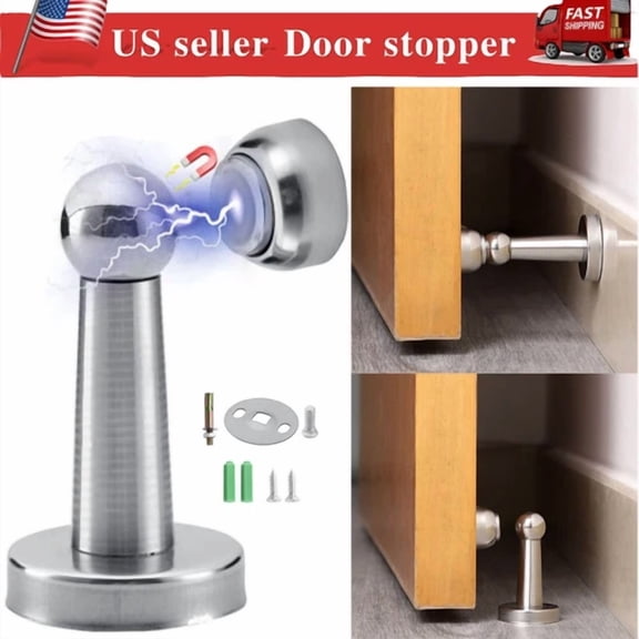 QUEST- Magnetic Door Stop Holder Home Safety Stopper Guard Office Fitting Screws Catch