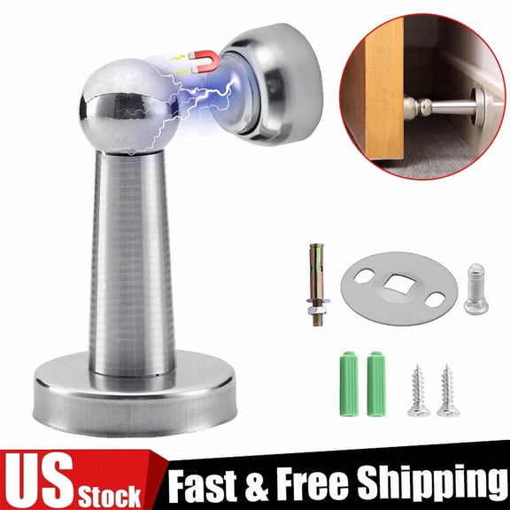 QUEST- Magnetic Door Stop Holder Home Safety Stopper Guard Office Fitting Screws Catch