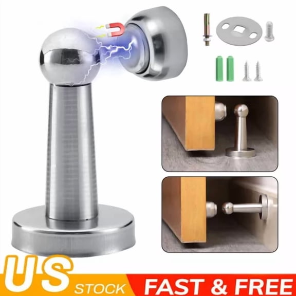 QUEST- Magnetic Door Stop Holder Home Safety Stopper Guard Office Fitting Screws Catch