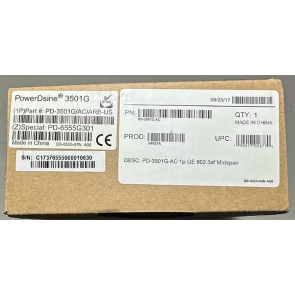 QUEST -Microsemi Powerdsine 3501 Gigabit Poe Injector Ieee 802.3Af Pd-3501G / Ac New!