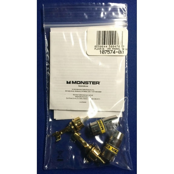 QUEST- Monster Cable Phonolink 2 Rca Video Interlink Connectors 1 Pair Yellow 24K Gold