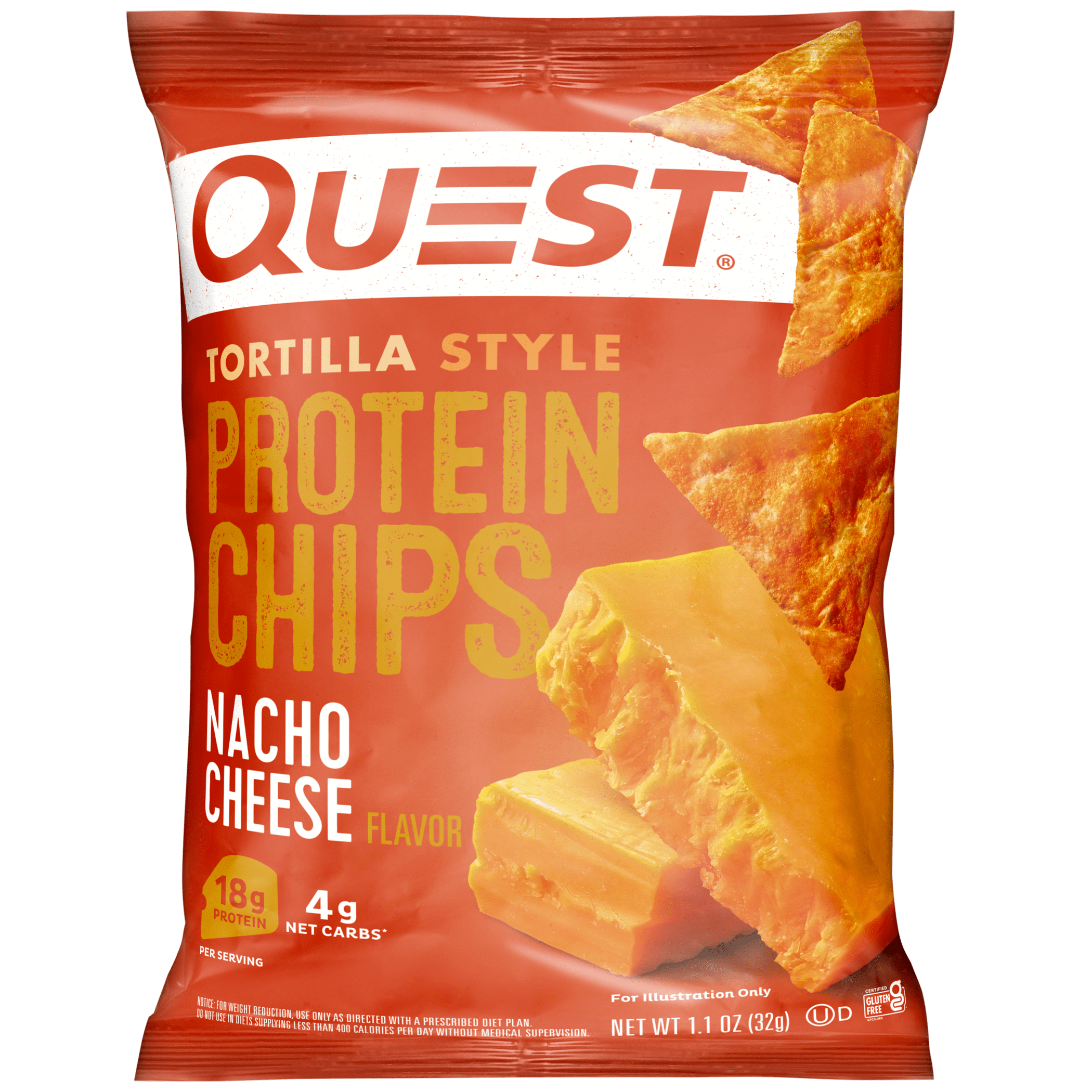 Quest Tortilla Style Protein Chips, Nacho Cheese, 1.1oz, 1 Ct