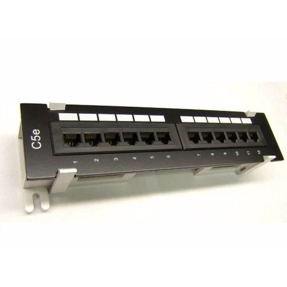 QUEST -New Cat5E 12 Port Patch Panel Rj45 110 Network Mini Surface Wall Mount Bracket