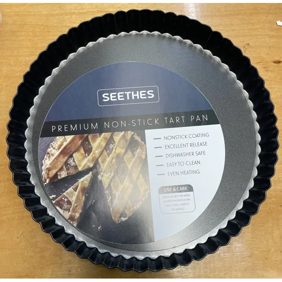 QUEST -Non-Stick 9 Inch Fluted Tart Pan Bake Pizza Pie Quiche Removable Loose Bottom