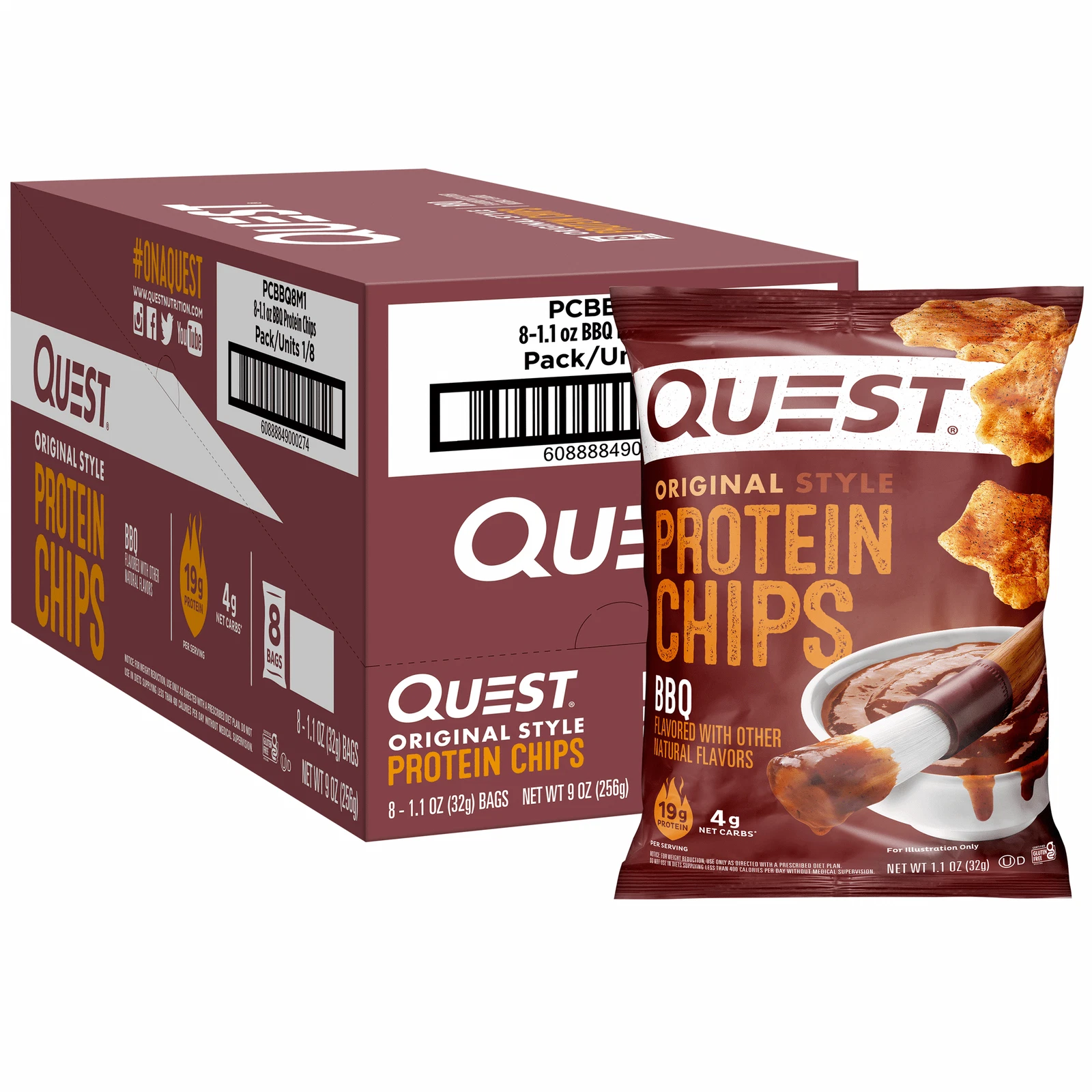 Quest Routine Bags QUEST ORIGINAL STYLE PROTEIN CHIPS – BBQ – 8CT × 1.1OZ BAGS MULTIPACK ...