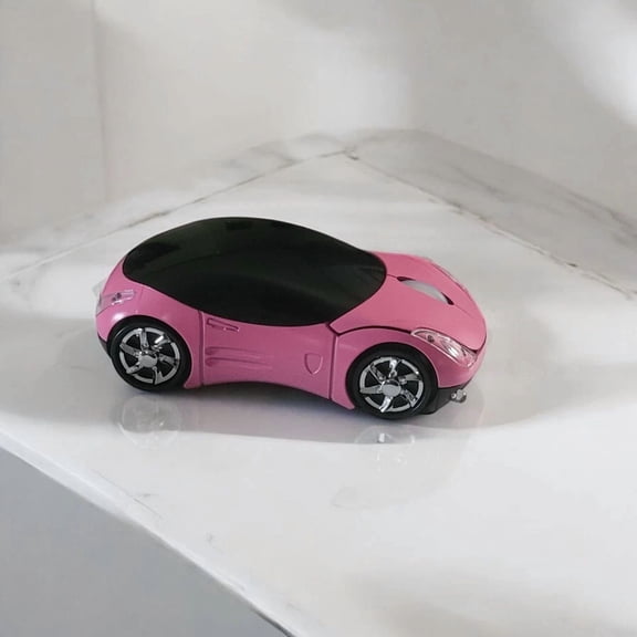 QUEST- Pink Slim Wireless Mouse Cool 3D Sports Car Ergonomic Optical Mouse W Battery