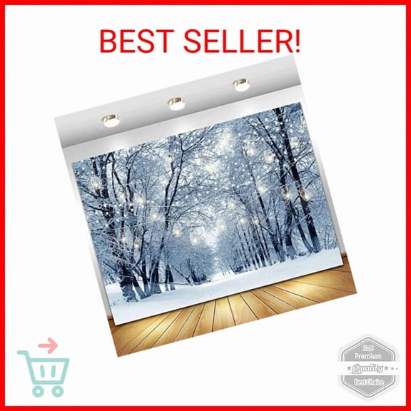 QUEST- Qian Winter Wonderland Scene Photography Backdrop 7X5Ft Snowflake Bokeh Tree Lan