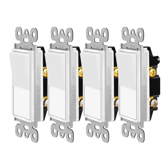 QUEST- Rocker Paddle Light Switch 3-Way Control Electrical Home Switch Replacement 4Pk