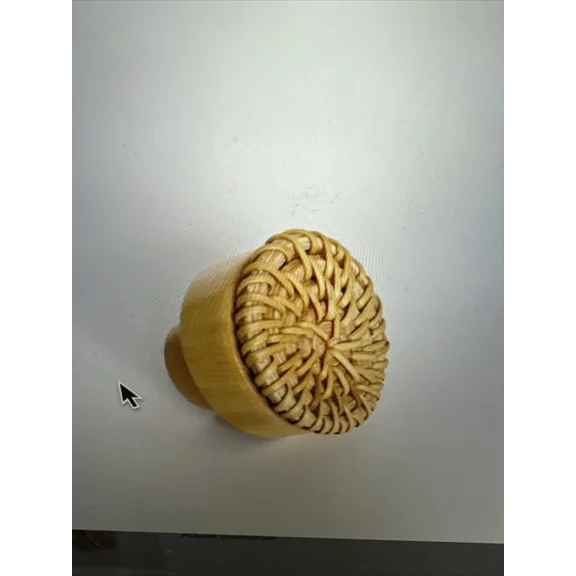 QUEST- Roud Wood And Natural Rattan “Leila”Round Cabinet Knob