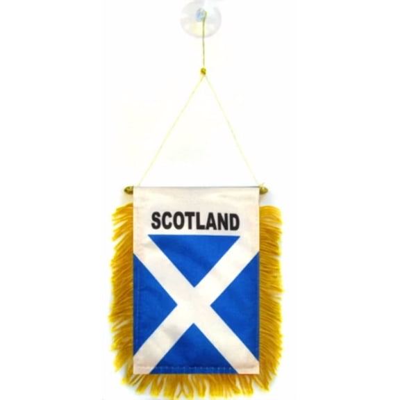 QUEST- Scotland Cross Mini Flag 4"X6" Window Banner W/ Suction Cup 100D