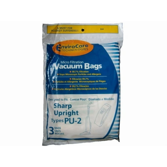 QUEST- Sharp Vacuum Cleaner Bags Micro Allergen Filtration Type Pu2 Pu-2 Envirocare 3Pk