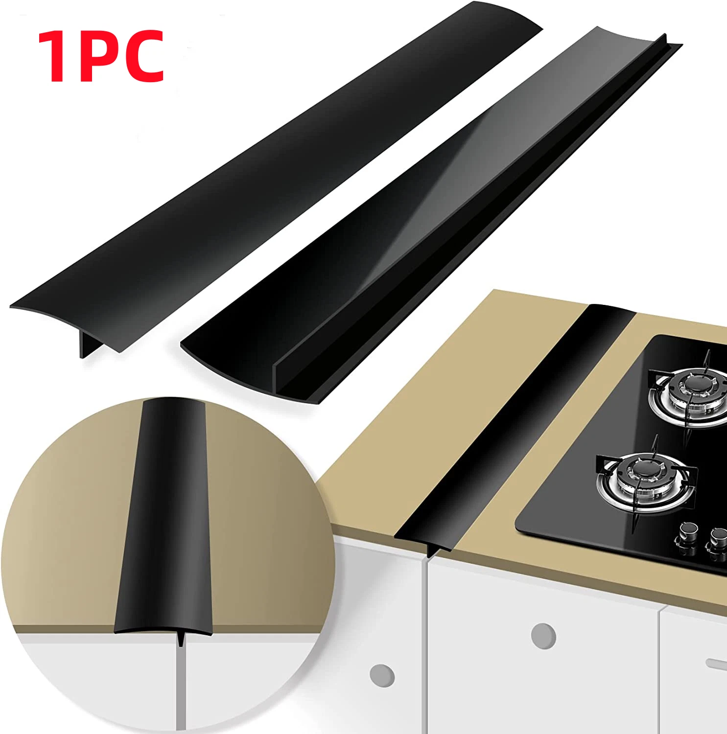QUEST- Silicone Kitchen Stove Counter Gap Cover Oven Guard Spill Seal ...