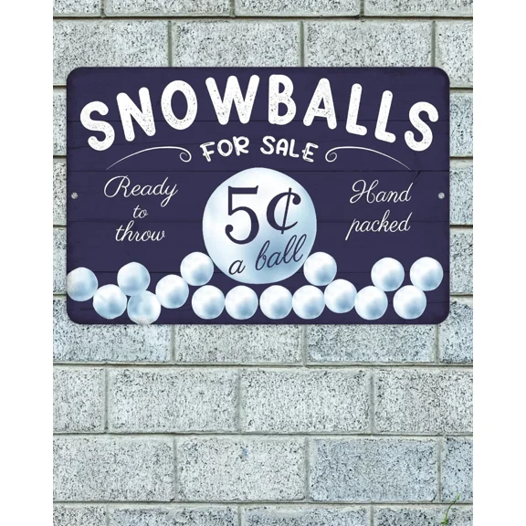 QUEST- Snowballs For Sale Sign Aluminum Metal 8"X12" Xmas Winter Funny Ready To Throw