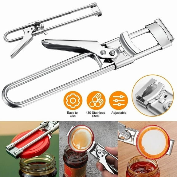 QUEST- Stainless Steel Can Opener Multifunctional Adjustable Jar Lid Gripper Tool