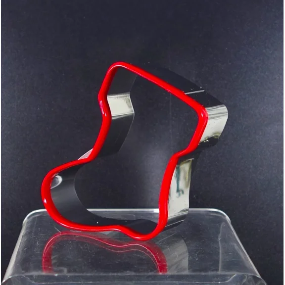 QUEST- Stir Holiday Stocking Metallic Cookie Cutter Plastic Edge Easy Press 3" X 3"