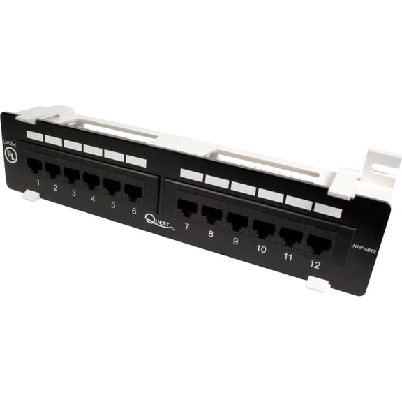 QUEST TECHNOLOGY CAT5E UTP PATCH PANEL - 12-PORT, WALL MNT W/89D BRACKET