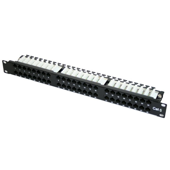 QUEST TECHNOLOGY CAT6 UTP PATCH PANEL - 48-PORT, HIGH-DENSITY 19" RACK MNT, 1U