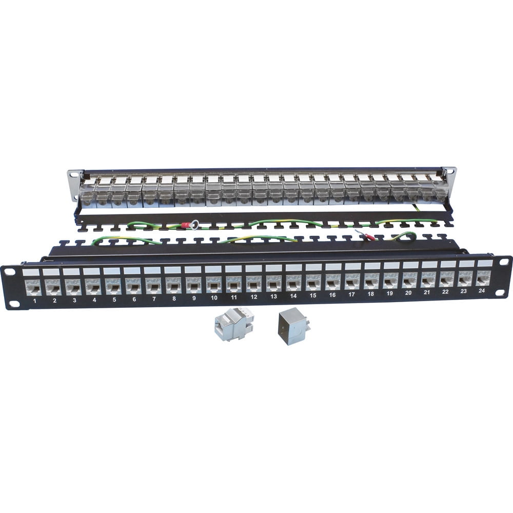 QUEST TECHNOLOGY CAT6A FTP SHIELDED PATCH PANEL W/ MANAGER - 24-PORT ...