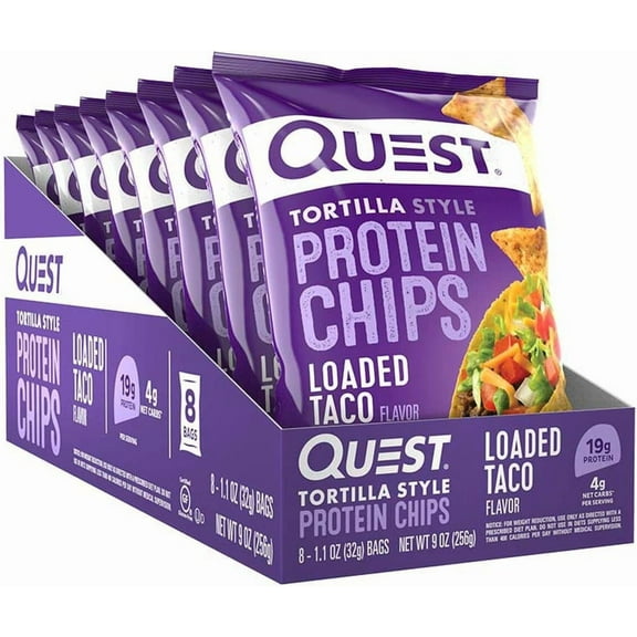 QUEST TORTILLA STYLE PROTEIN CHIPS LOADED TACO 8CT 1.1OZ BAGS MULTIPACK
