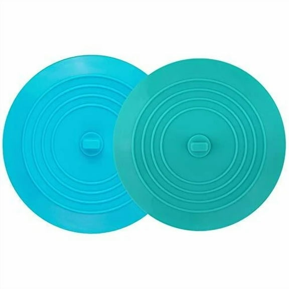 QUEST- Teal Aqua Universal Sink Stopper Cover Flat Silicone Drain Plug 2 Pack