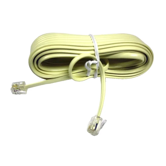 QUEST- Telephone Replacement Cord W/ Rj-14 Plugs 20Ft Cei 7C2-210 Ivory 2 Pcs