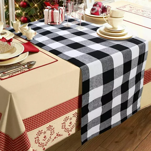 QUEST- Timeless Tradition: Buffalo Plaid Table Runner - 14X108 Inches