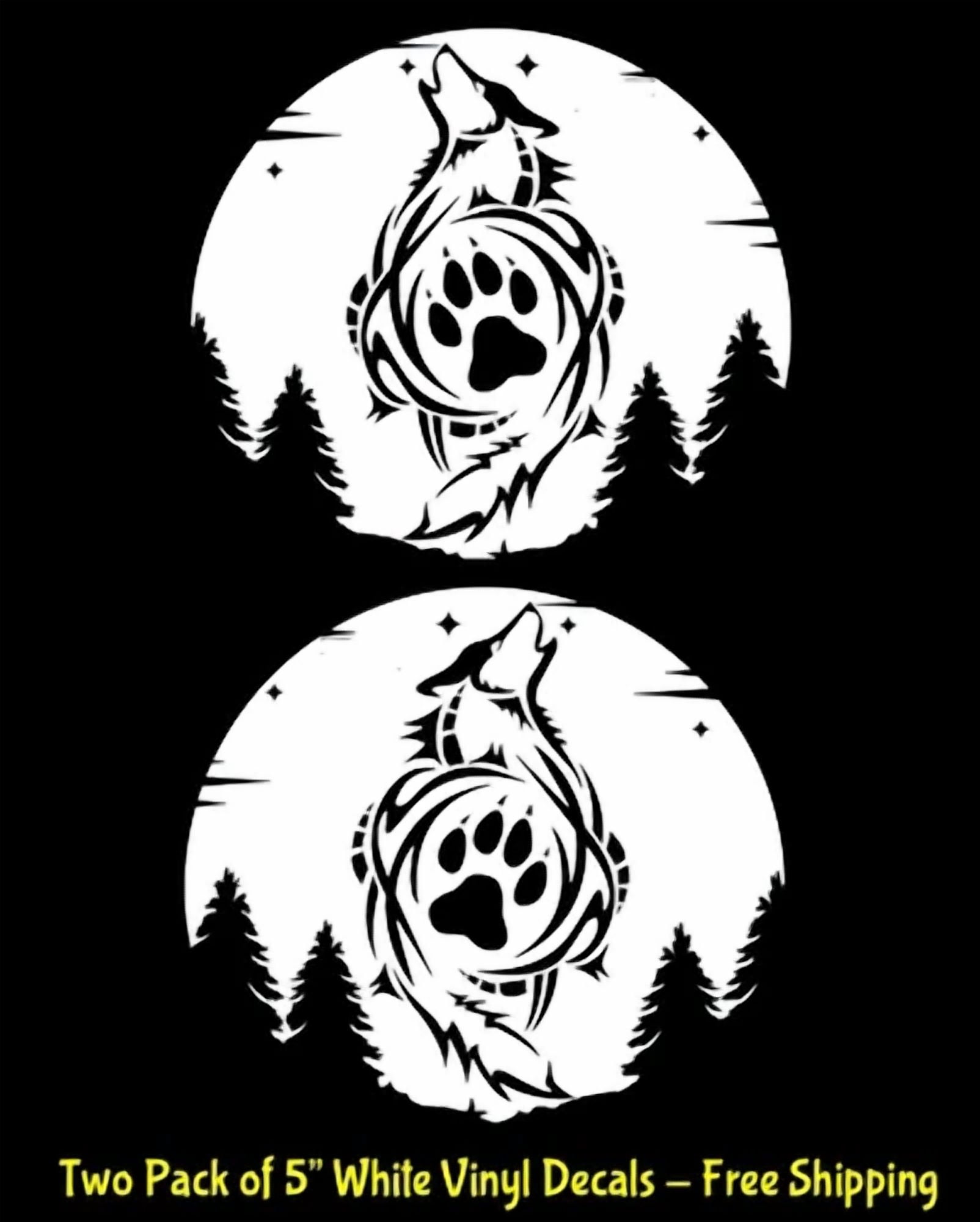 INDIGOS UG Adesivo Auto - Sticker - Auto - JDM - Die Cut - Wolf - Howling Dog Coyote - Car, Truck, Notebook, Vinyl Decal Sticker - White - 101mmx190mm